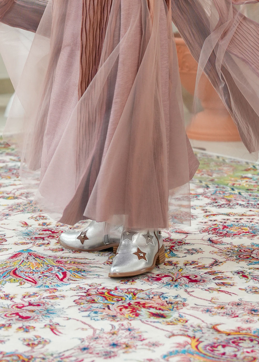 8035 Silver Star Boots For Girls