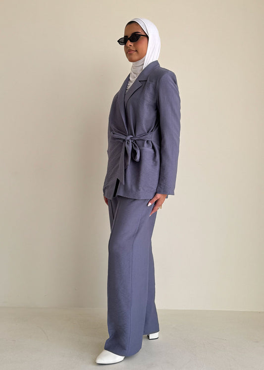8249 Dark Grey Top And Pants Set For Women