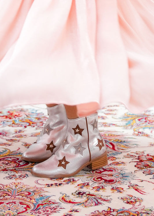8035 Silver Star Boots For Girls