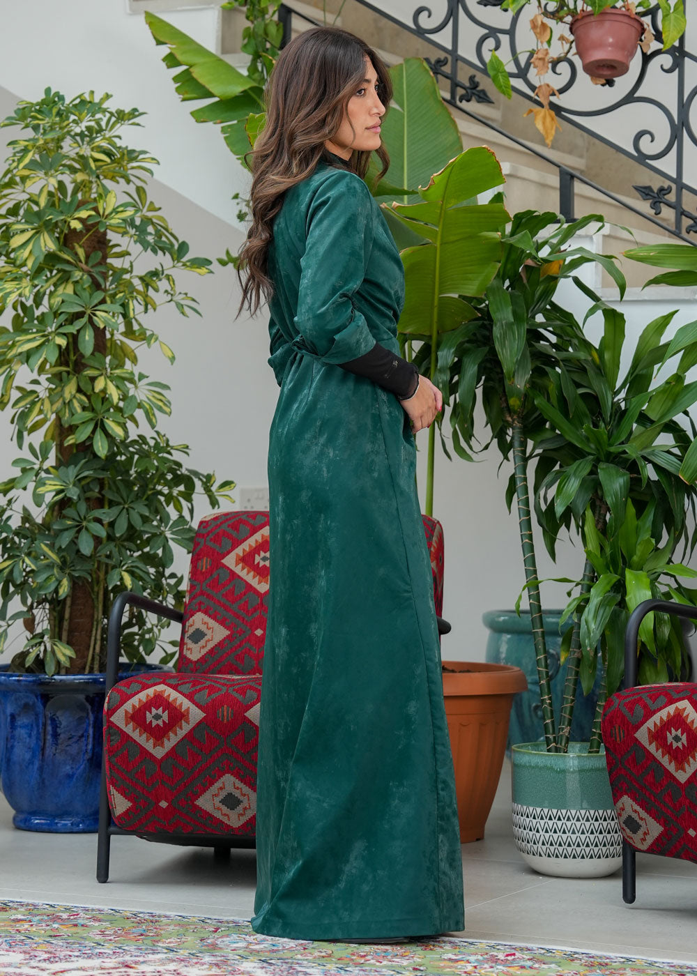 8089 Dark Green Cardigan Daraa For Women