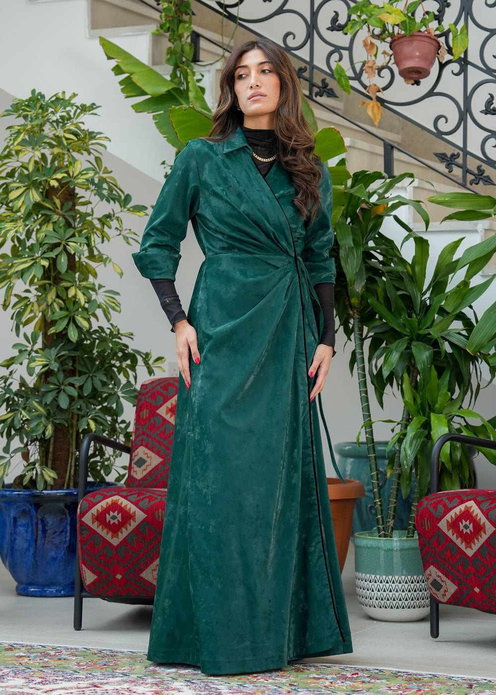 8089 Dark Green Cardigan Daraa For Women