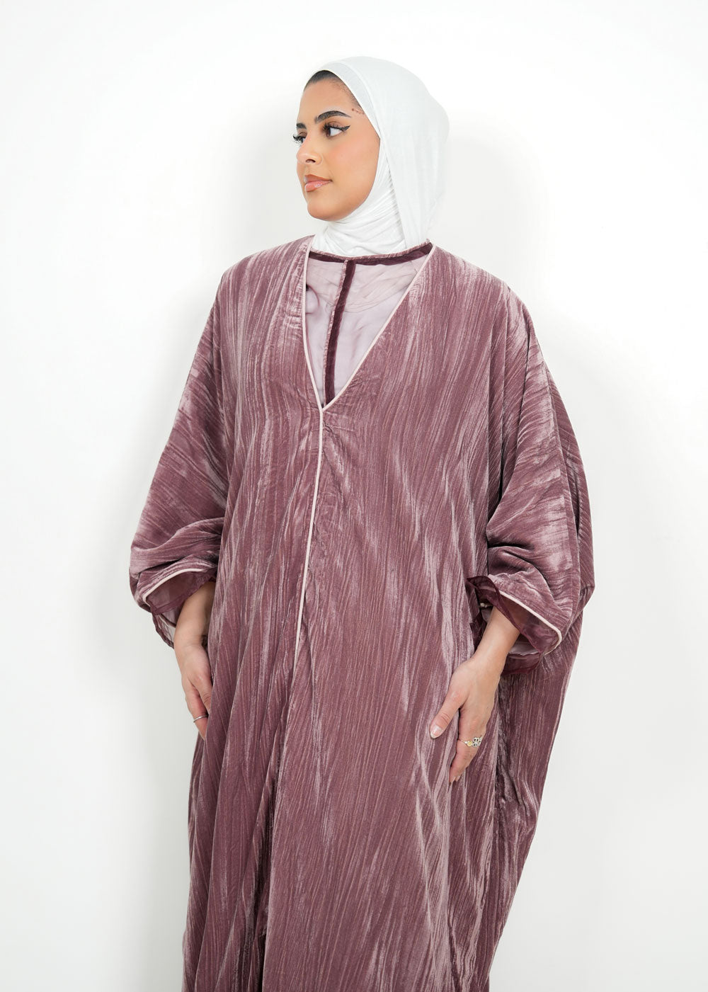 Nova 8094 Dusty Rose Velvet Organza Set For Women