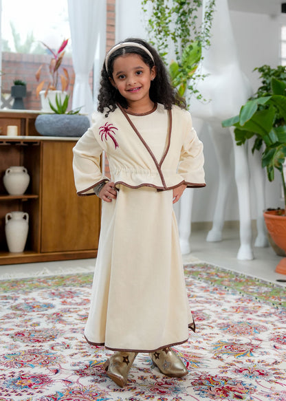 8041 Off White Palm Tree Daraa For Girls