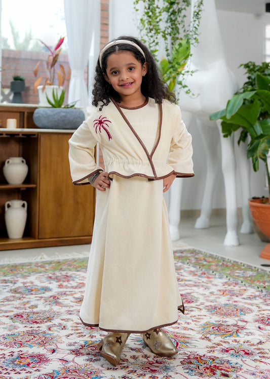 8041 Off White Palm Tree Daraa For Girls