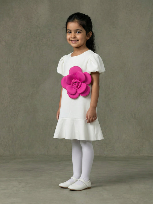 TIYA B0545 White And Fuchsia Dress