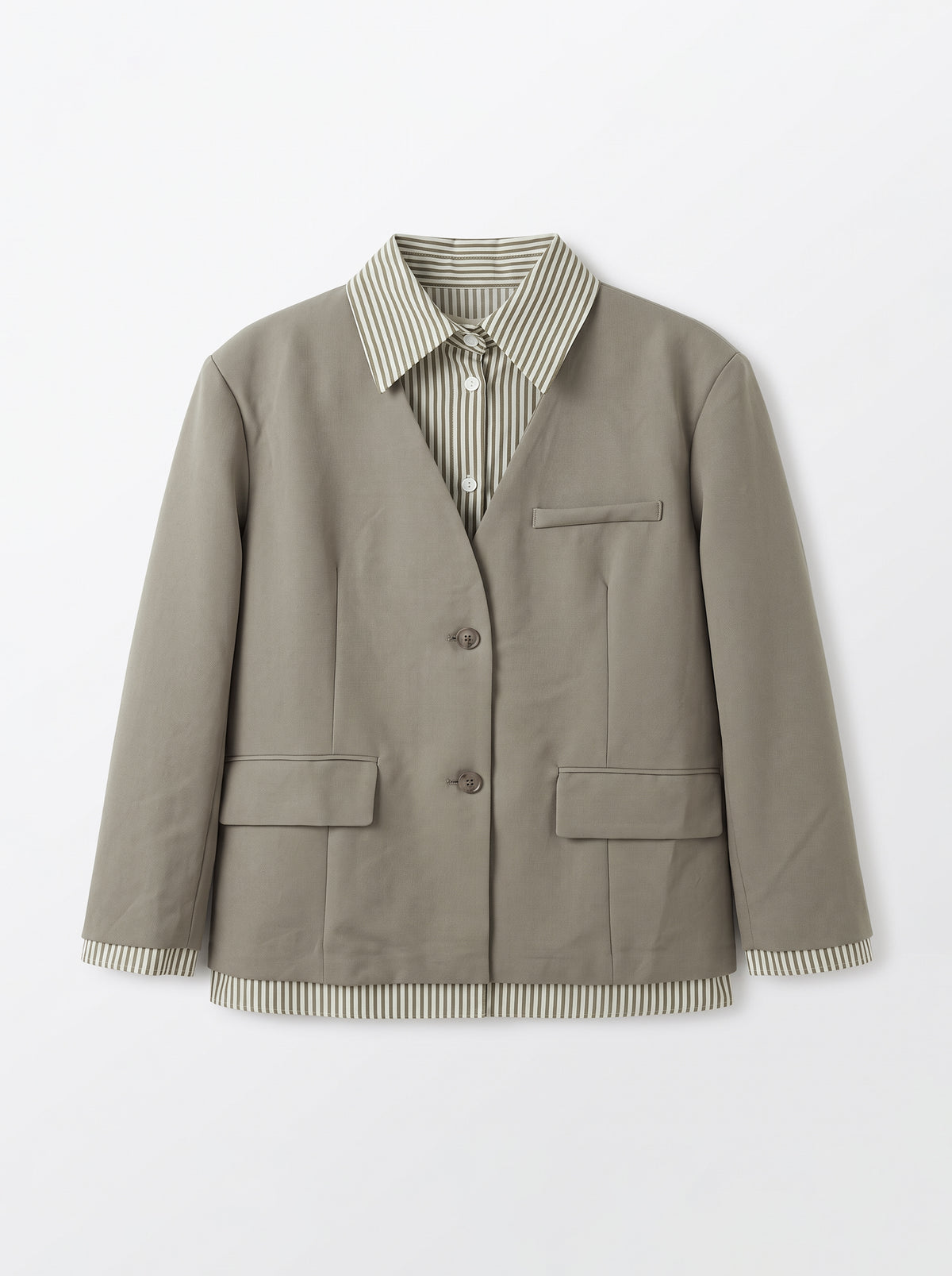 8167 Green Grey Blazer For Women