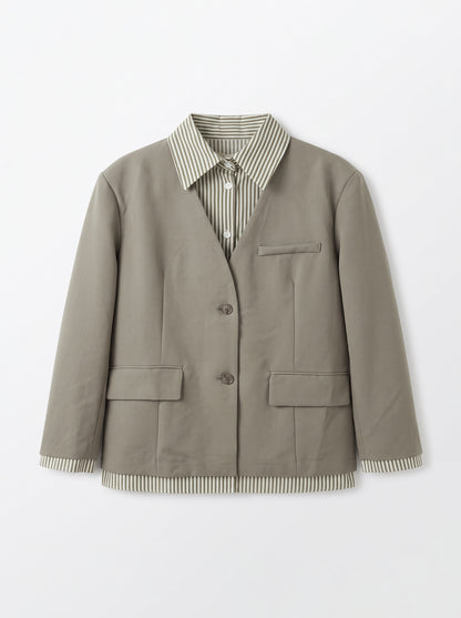 8167 Green Grey Blazer For Women