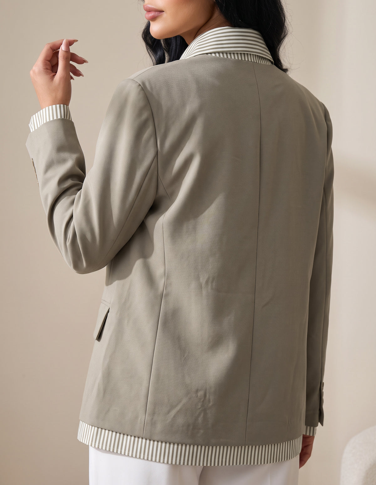 8167 Green Grey Blazer For Women
