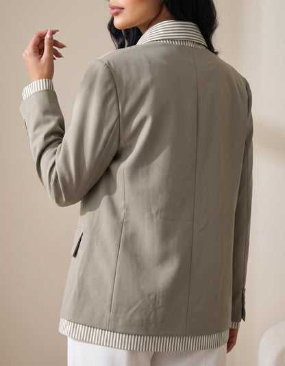 8167 Green Grey Blazer For Women
