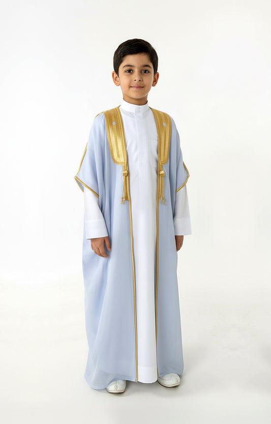 sky-blue Bisht Al Nukhba For Boys (With Name Embroidery)