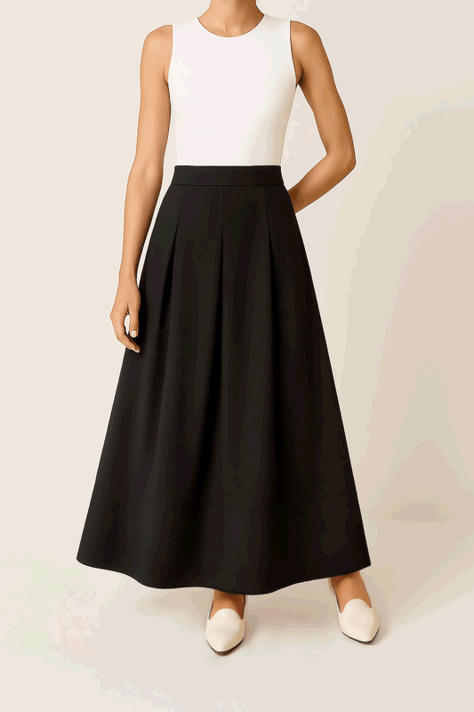 7794 Black Gabardine Skirt For Women