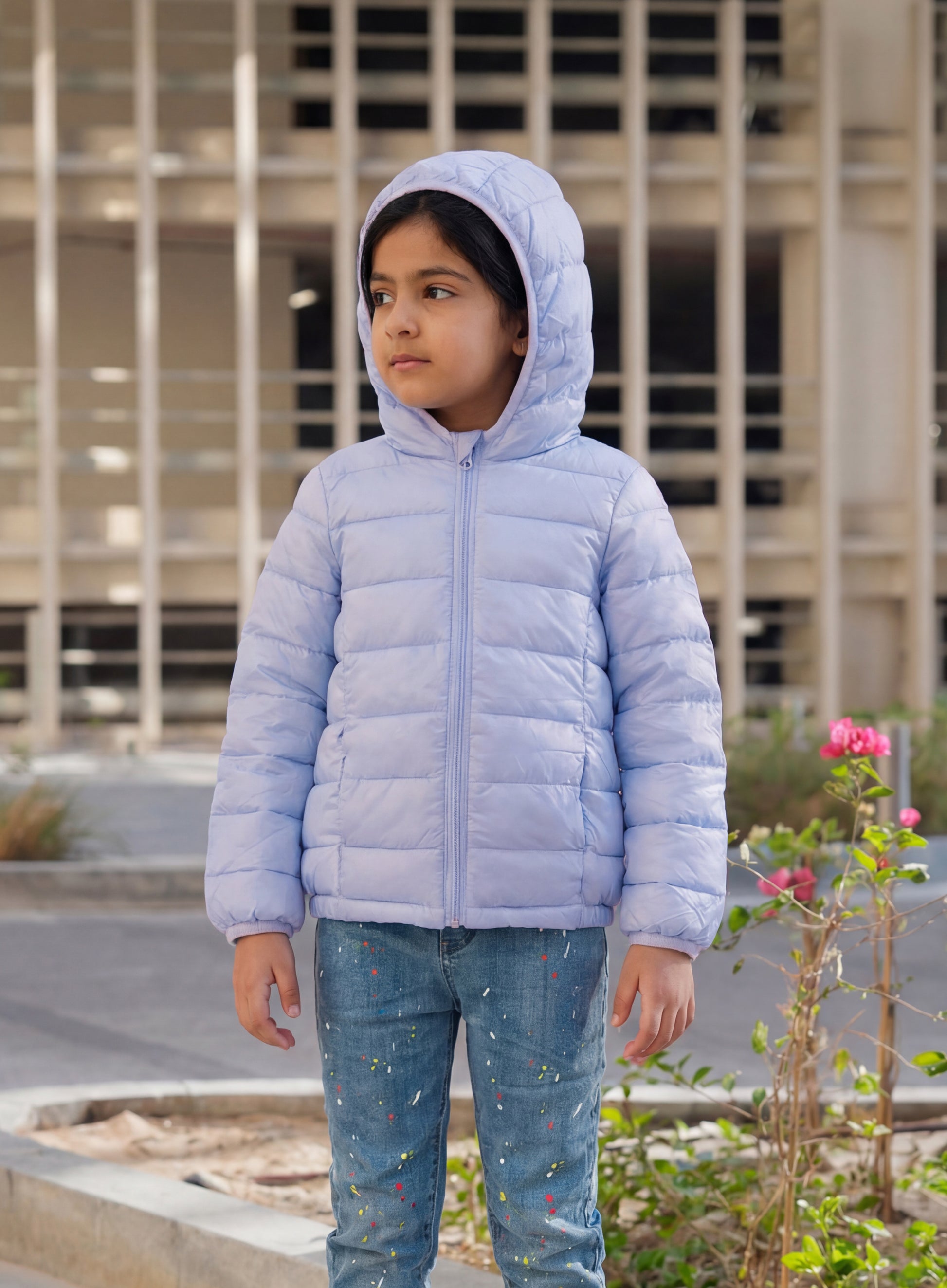 Multi-Color Winter Jacket With Hoodie For Kids