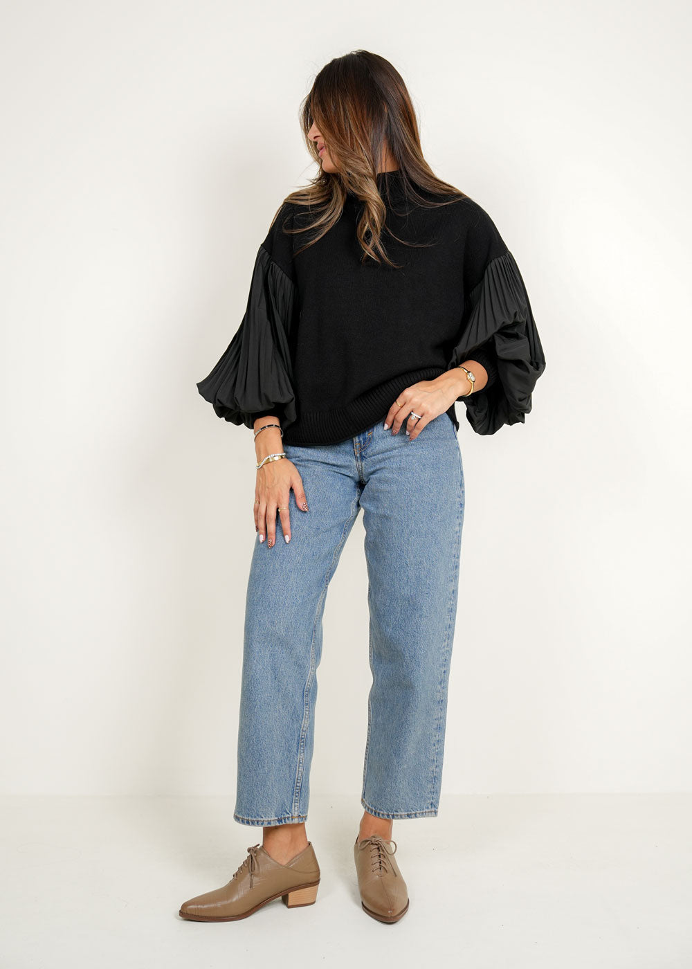 7813 Multi-Color Fluffy Sleeves Top For Women