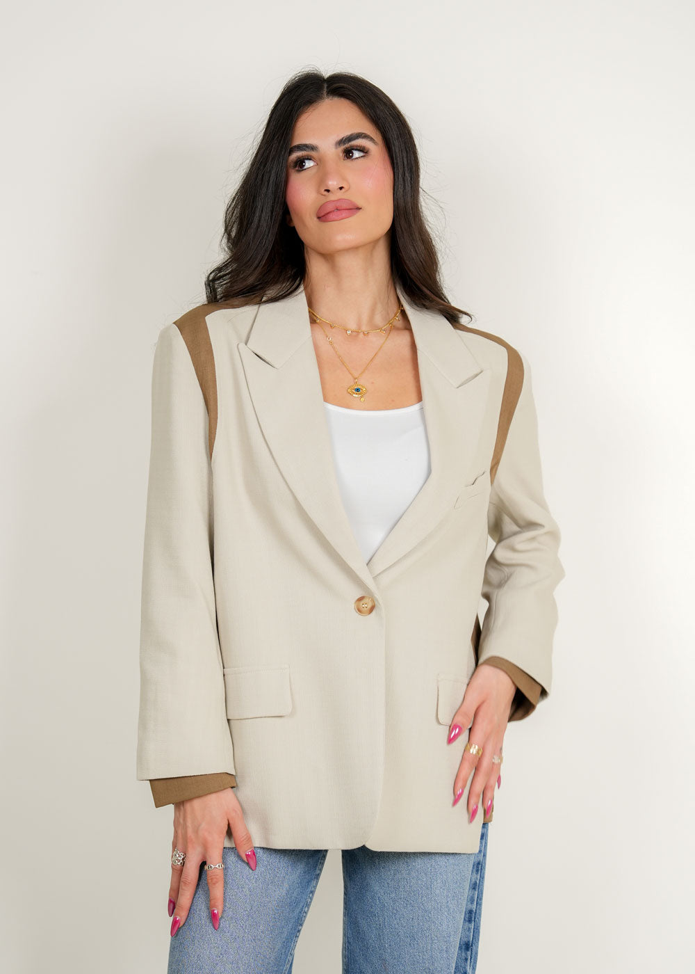 7969 Beige Blazer For Women
