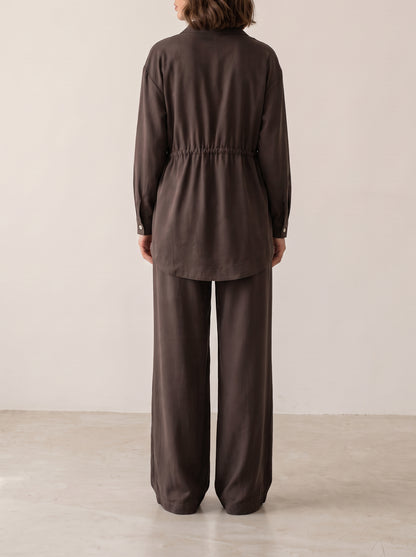 8203 Brown Shirt And Pants Set For Women
