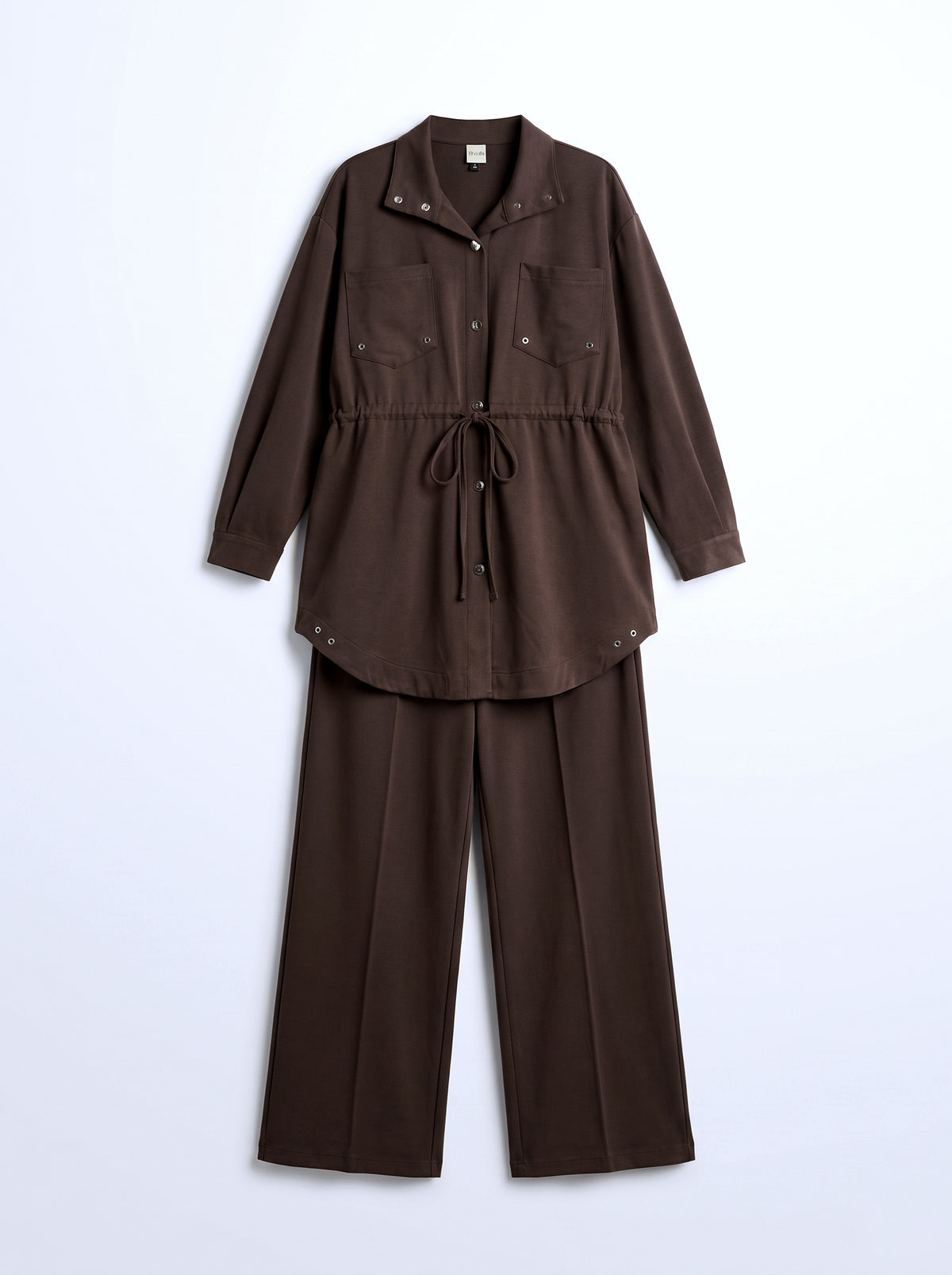 8203 Brown Shirt And Pants Set For Women