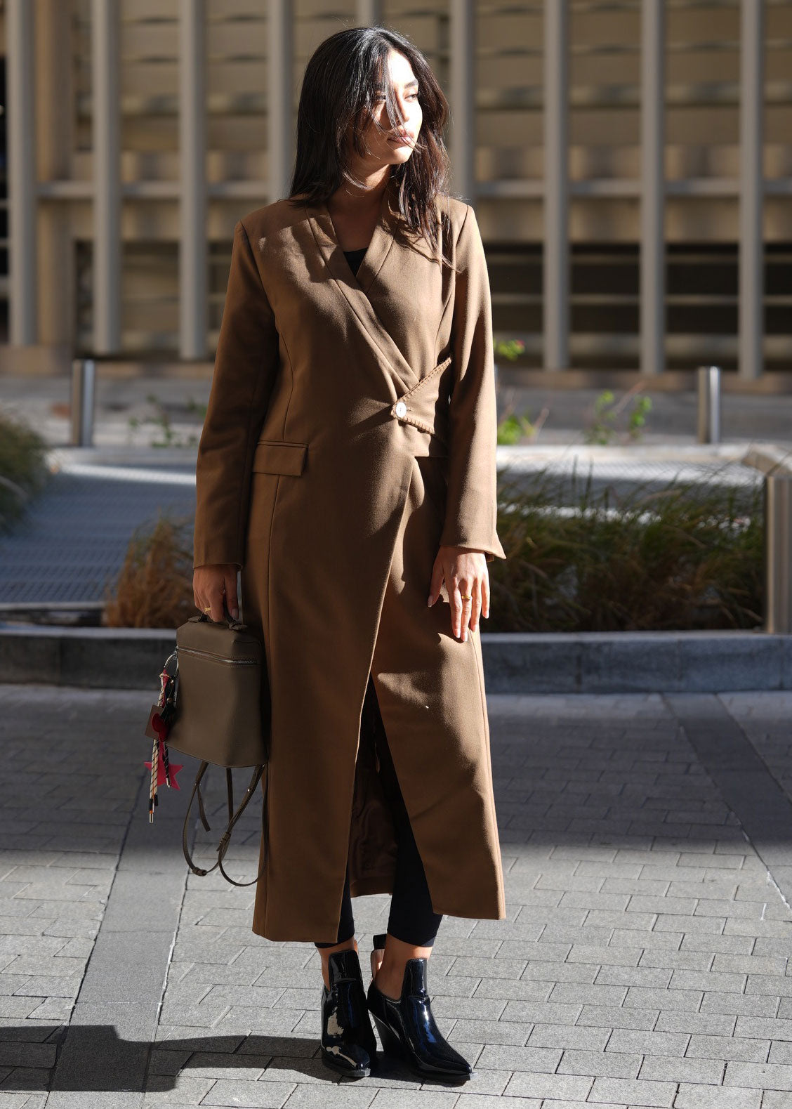 7688 Coffee Brown Coat For Women