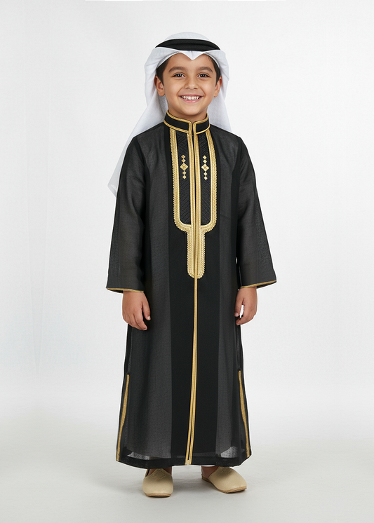 Black Dagla Malaki Al Jazeera For Boys (With Name Embroidery)