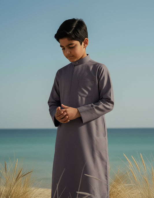 Al Jazeera Beige Winter Dishdasha for Boys (With Name Embroidery)