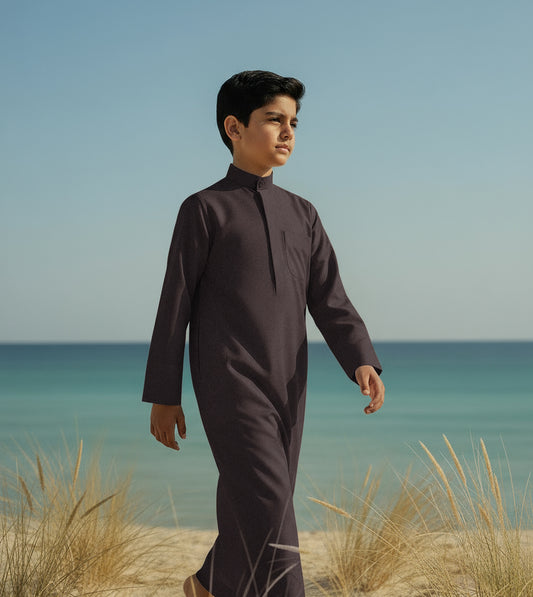 Al Jazeera Brown Winter Dishdasha for Boys (With Name Embroidery)