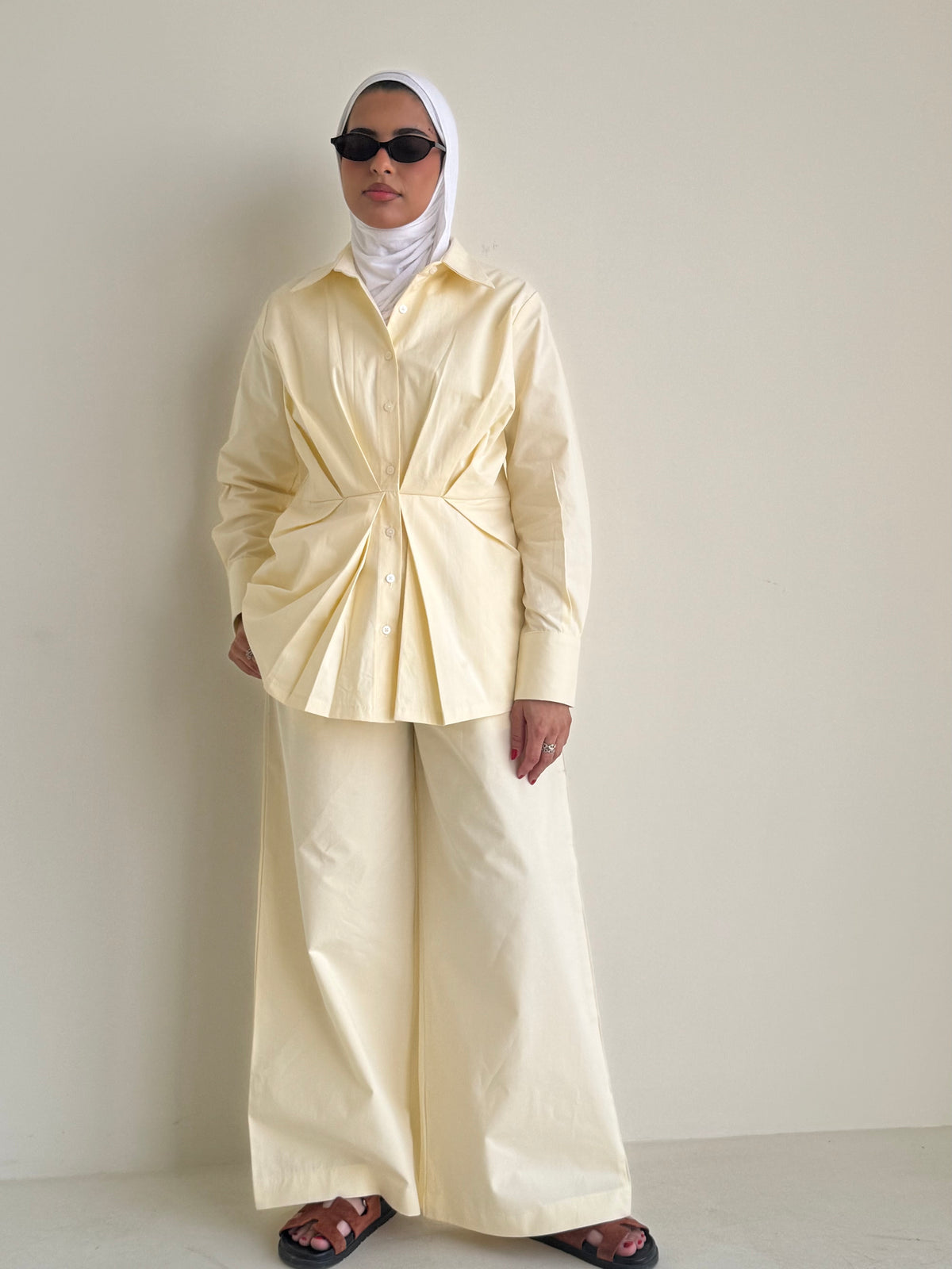 8172 Light Beige Shirt And Pants Set For Women