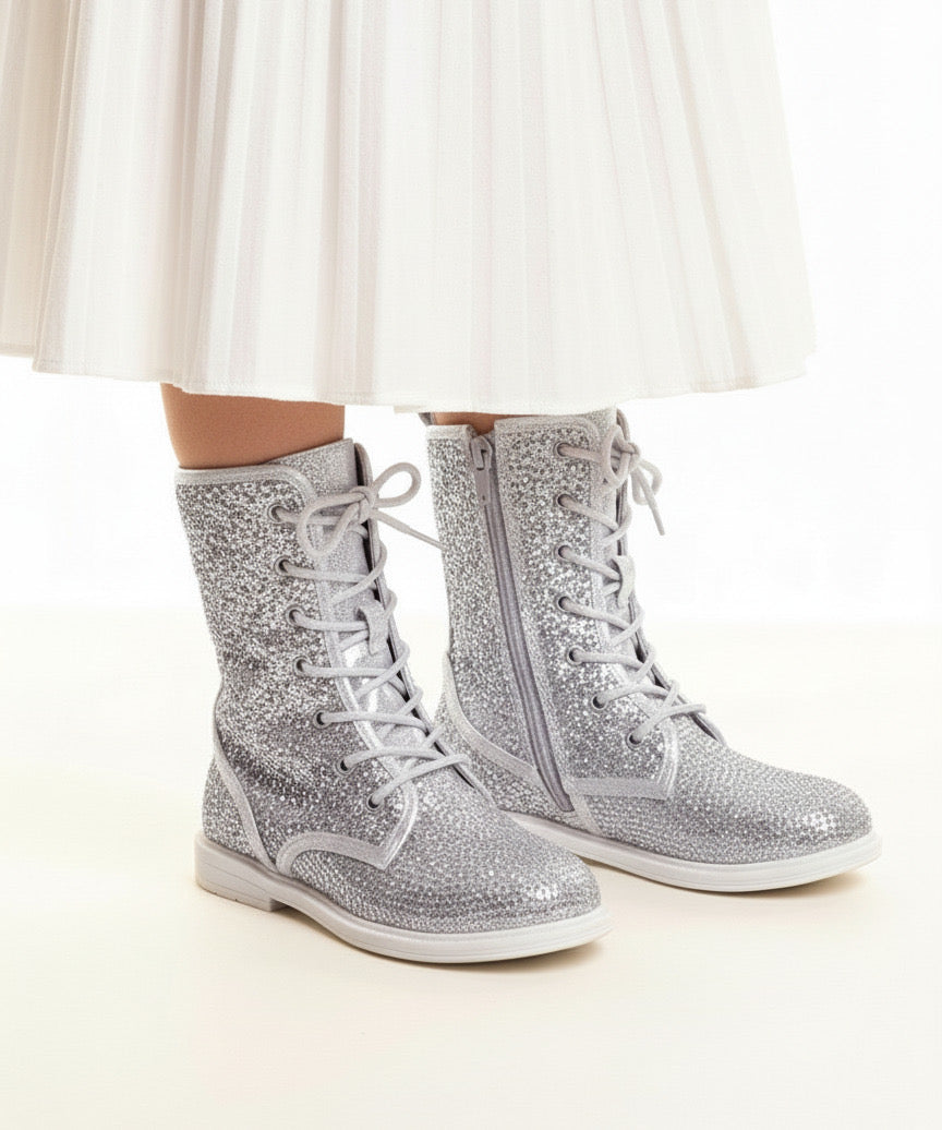 8083 Silver Boots For Girls
