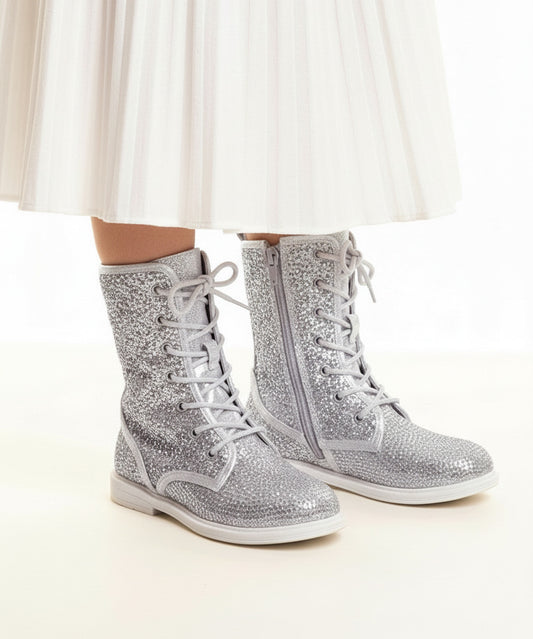8083 Silver Boots For Girls