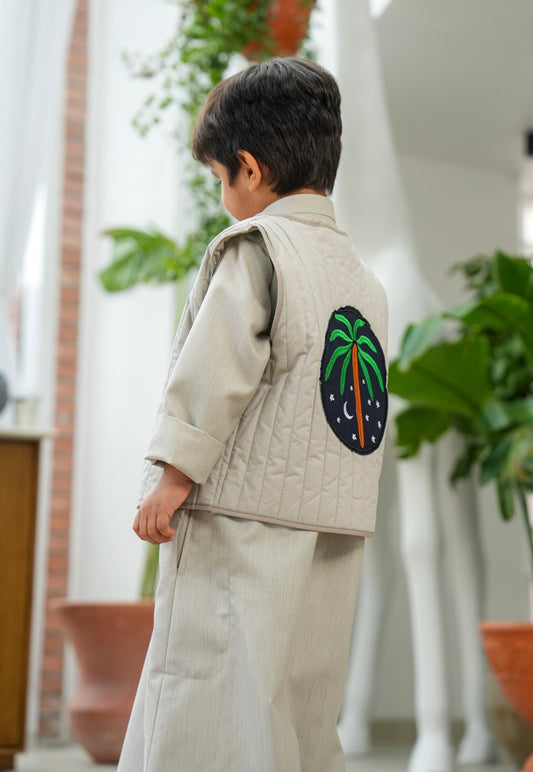 8059 Light Grey Palm Tree Vest For Boys