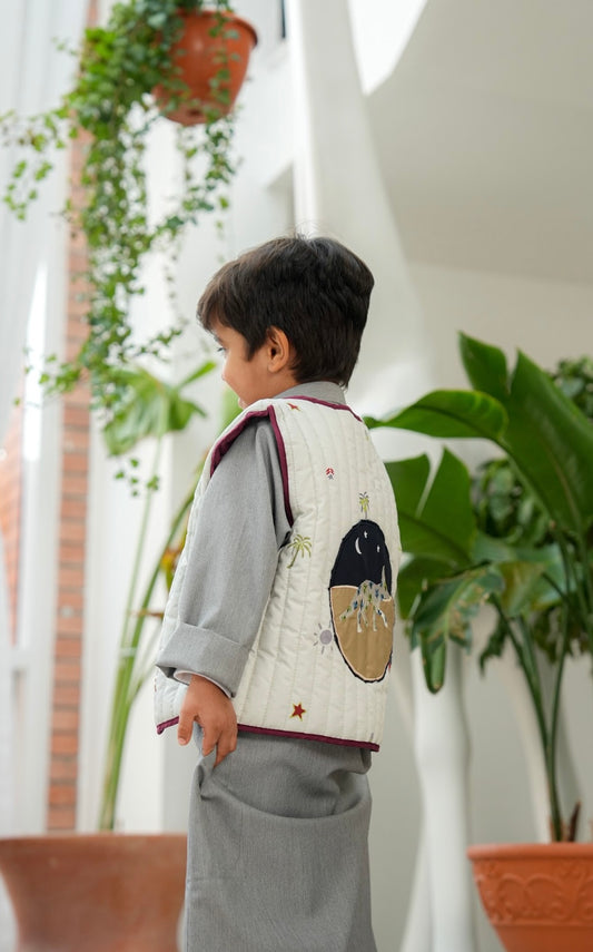 8058 Light Grey Fox Vest For Boys