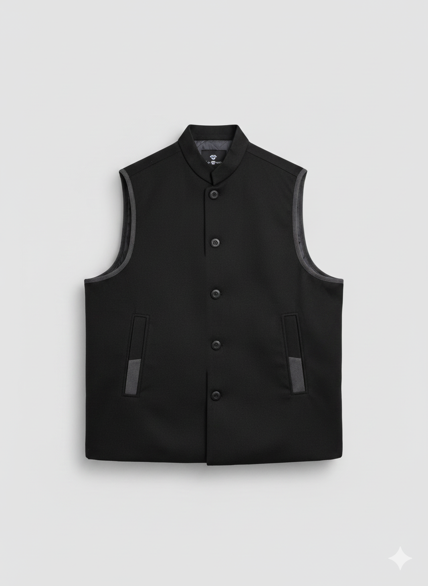 4952 Black Winter Vest For Men