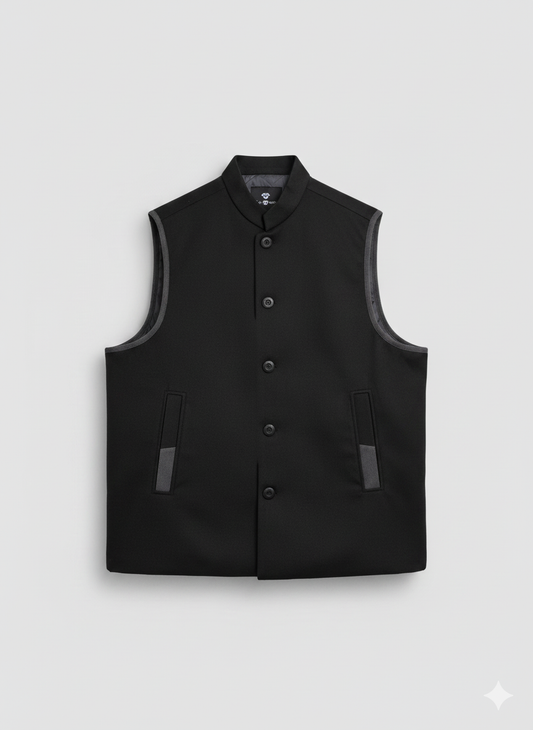 4952 Black Winter Vest For Men