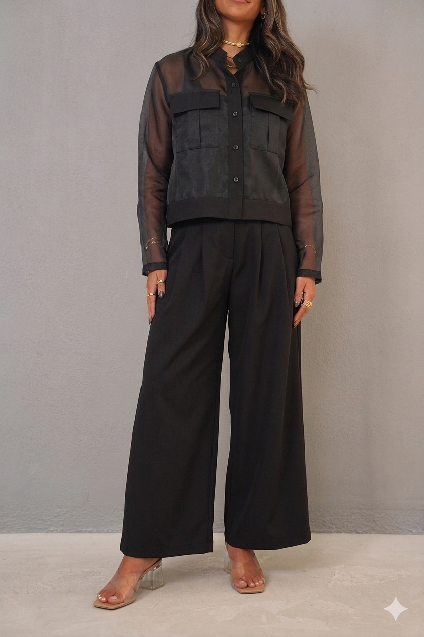 7807 Black Set With Pants For Women