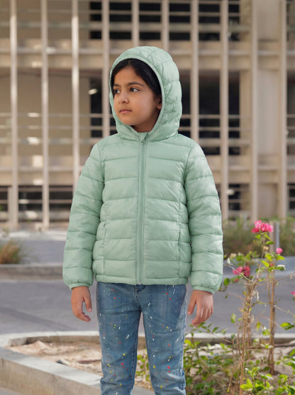 Multi-Color Winter Jacket With Hoodie For Kids