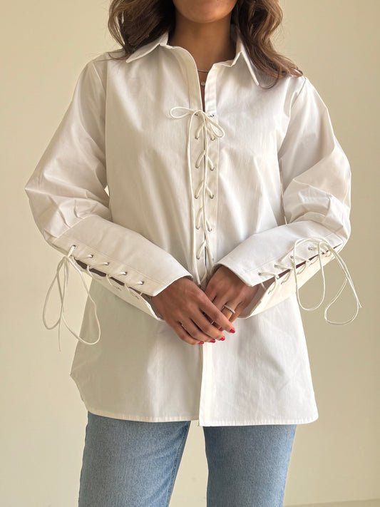 8169 Off White Knot Shirt For Women