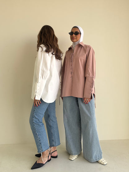 8169 Off White Knot Shirt For Women