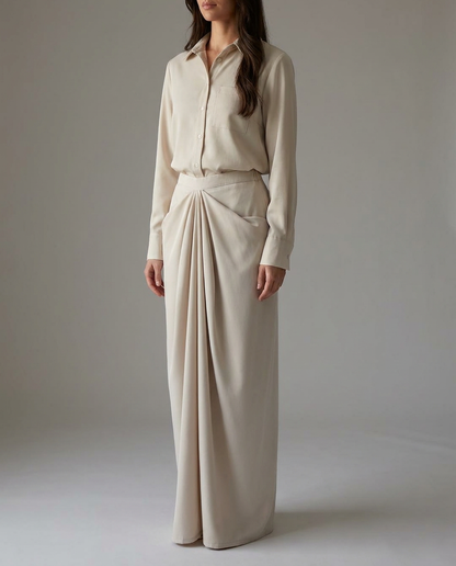 8258 Nova Ivory Drape Co-Ord Set