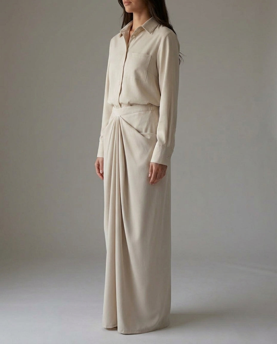8258 Nova Ivory Drape Co-Ord Set
