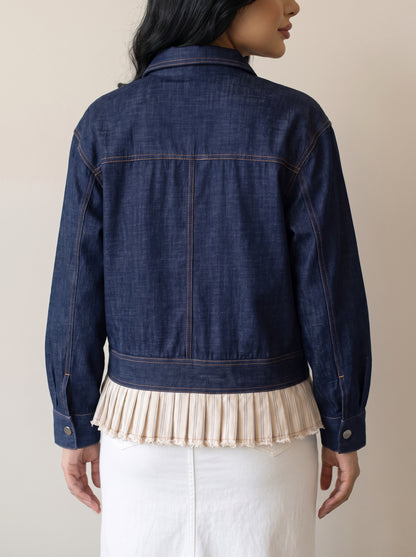 8386 Navy Denim Jacket For Women