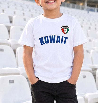 White T-Shirt For Kids - Kuwait National Team Logo Design