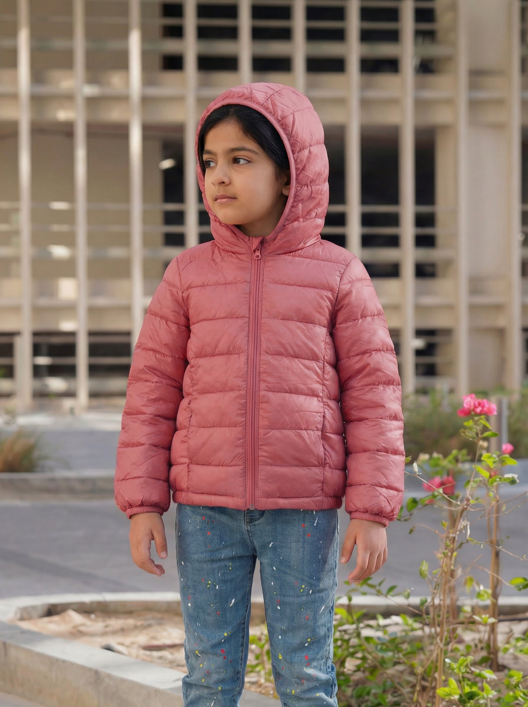 Multi-Color Winter Jacket With Hoodie For Kids