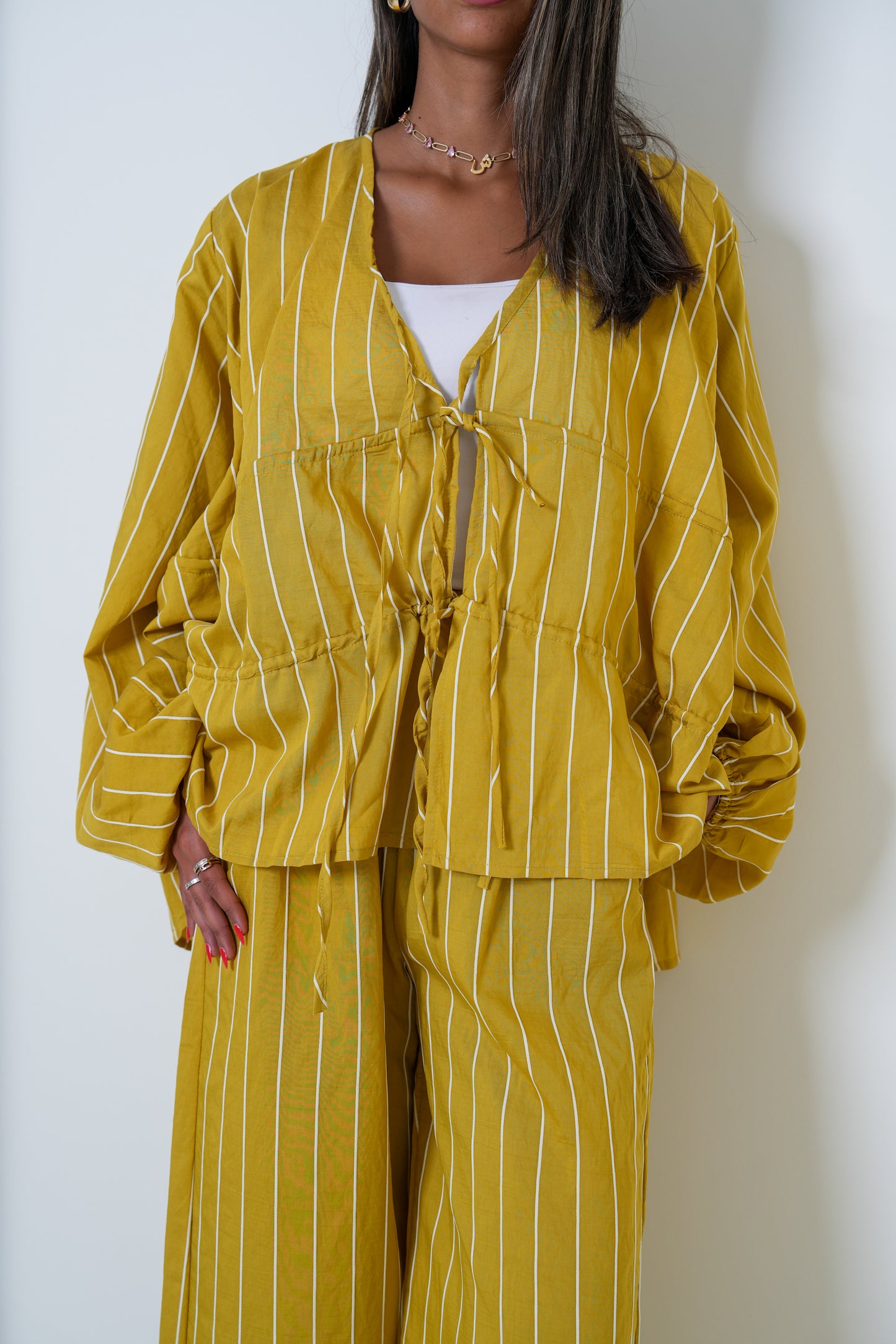 7804 YELLOW Stripe Summer Set For Women