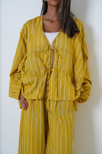 7804 YELLOW Stripe Summer Set For Women