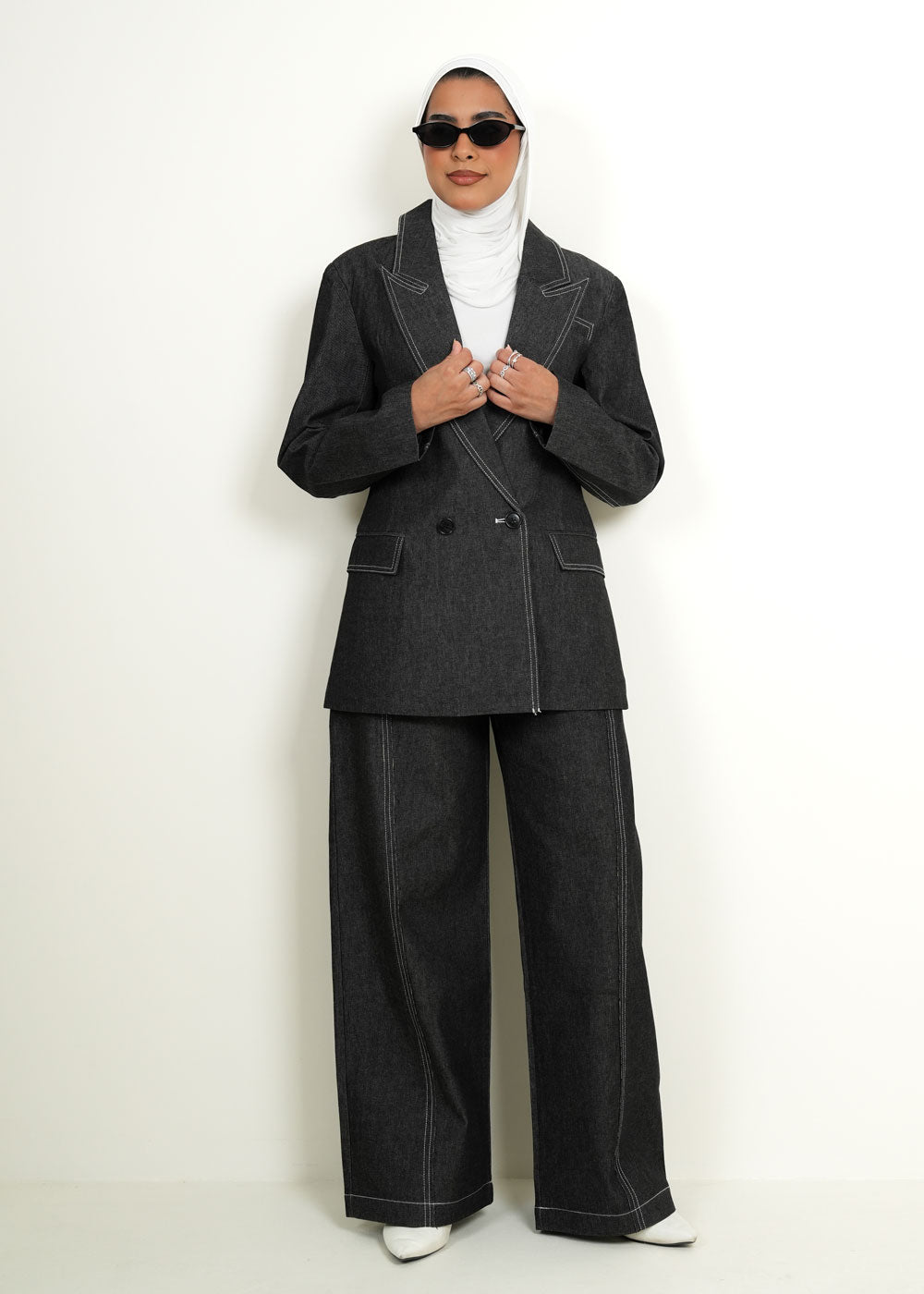 7972 Black Blazer Set For Women