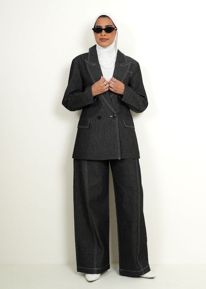 7972 Black Blazer Set For Women