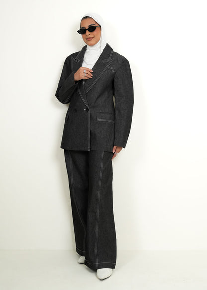 7972 Black Blazer Set For Women
