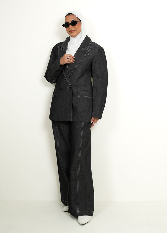 7972 Black Blazer Set For Women