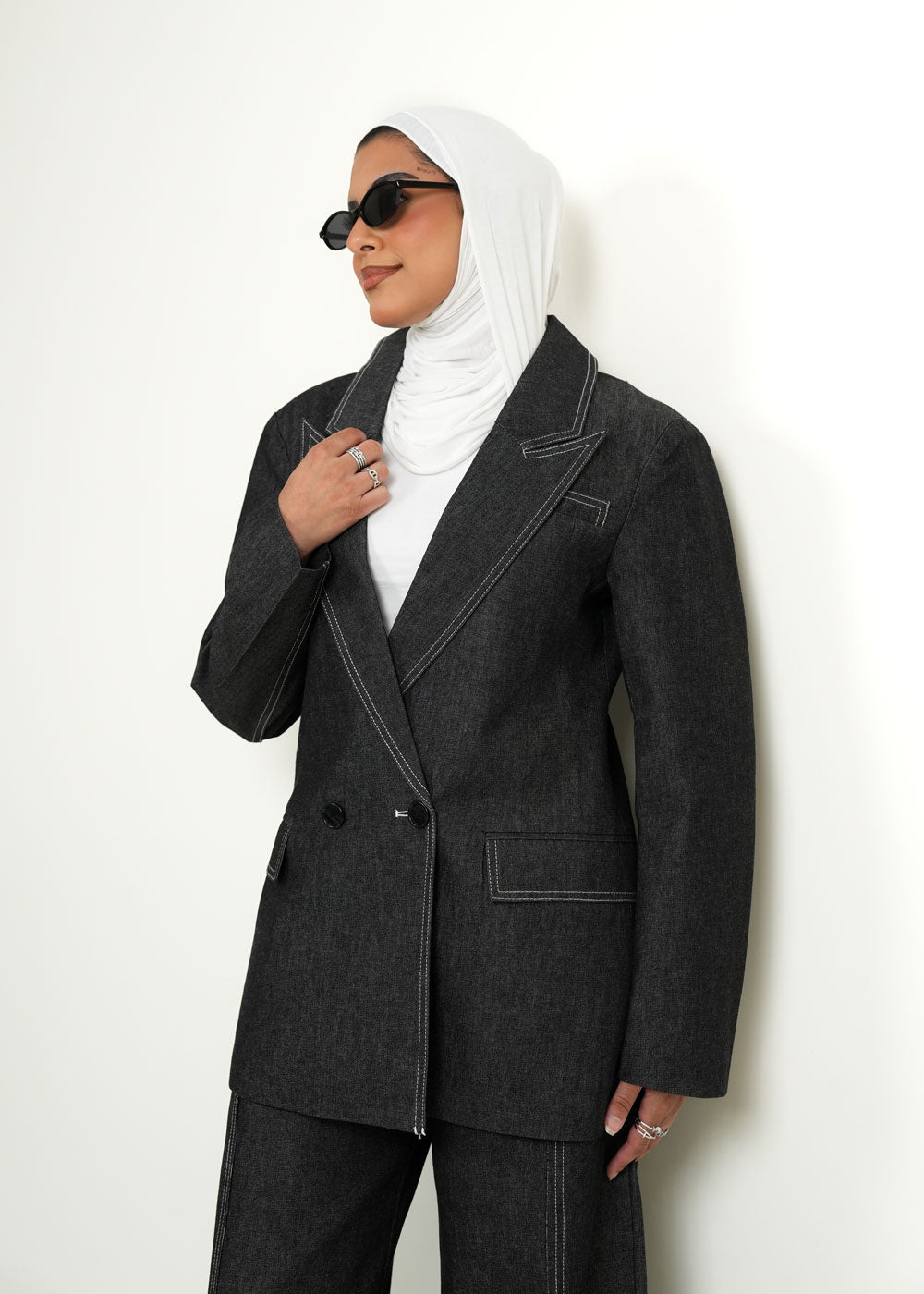 7972 Black Blazer Set For Women