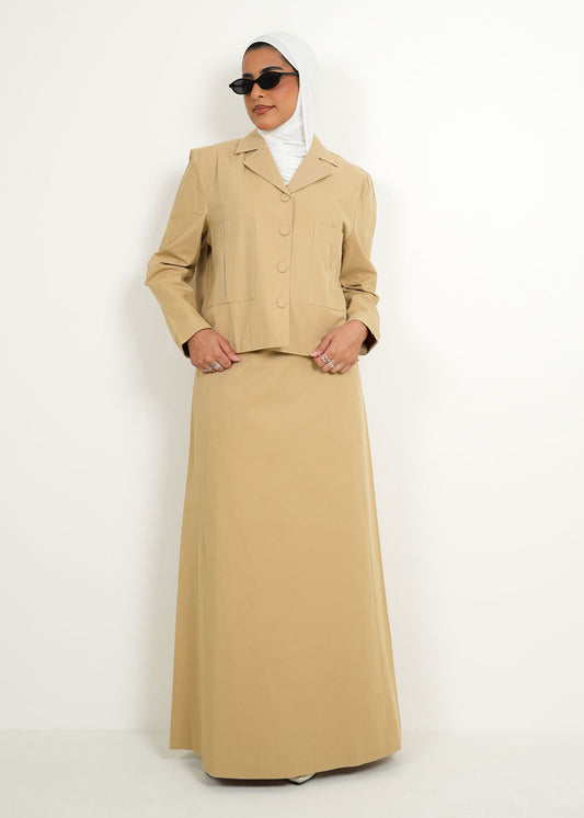 7963 Beige Jacket Set For Women