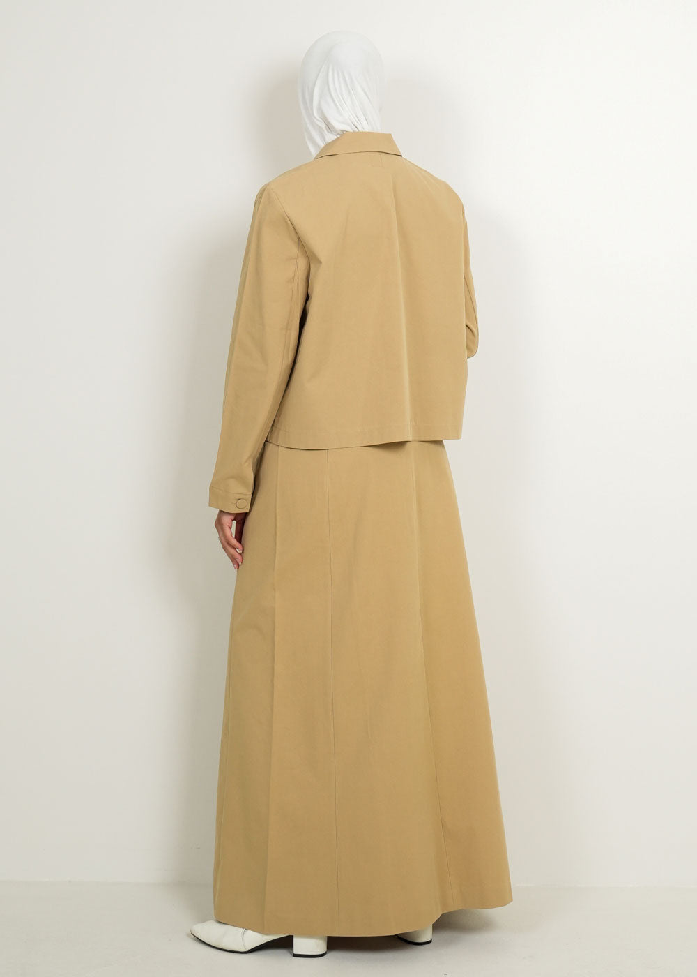 7963 Beige Jacket Set For Women