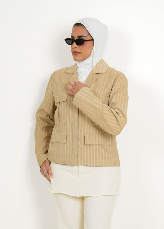 7965 Beige Jacket Shirt For Women
